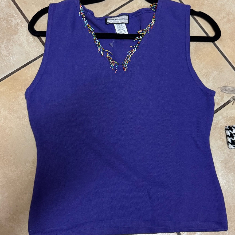 The Great American Sweater Purple Beaded Top